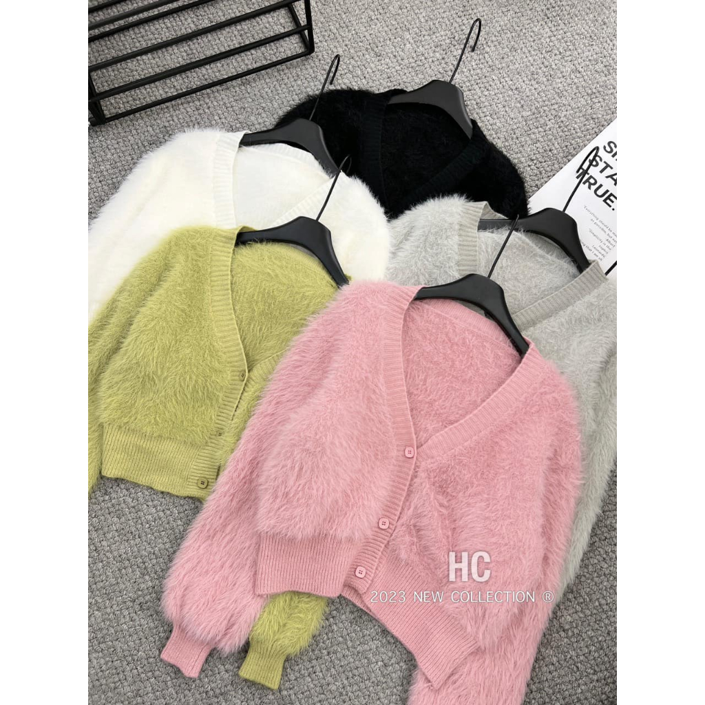 Áo khoác len lông 3 cúc dài tay 5 màu