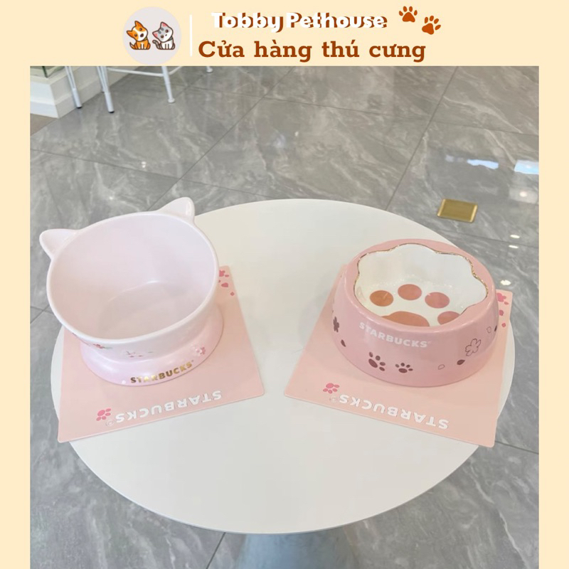 Bát ăn Starbuck cho chó mèo ✨, bát ăn sứ cho chó mèo