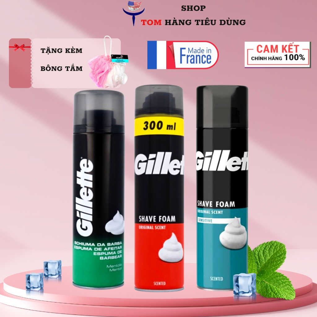 Bọt cạo râu Gillette 300ml cho nam giới hàng Pháp