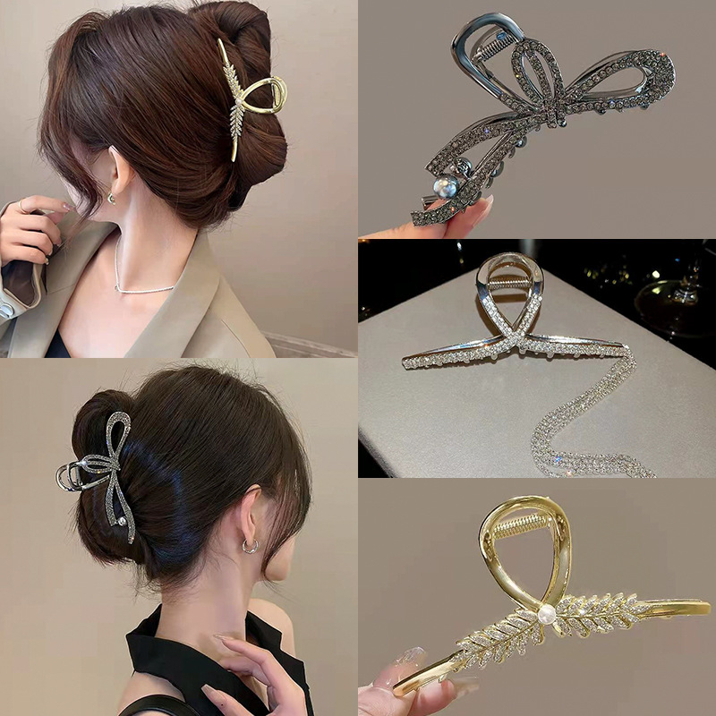Kẹp Tóc Kim Loại Đính Đá Hình Nơ Nhiều Mẫu Sang Trọng Phong Cách Hàn Quốc Cho Nữ/Phụ Kiện Tóc Hot Trend