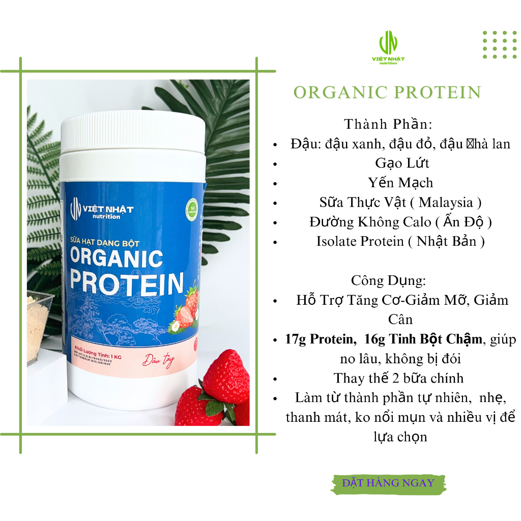 Sữa Organic Protein giảm cân - tăng cơ  Việt Nhật Nutrition 1kg