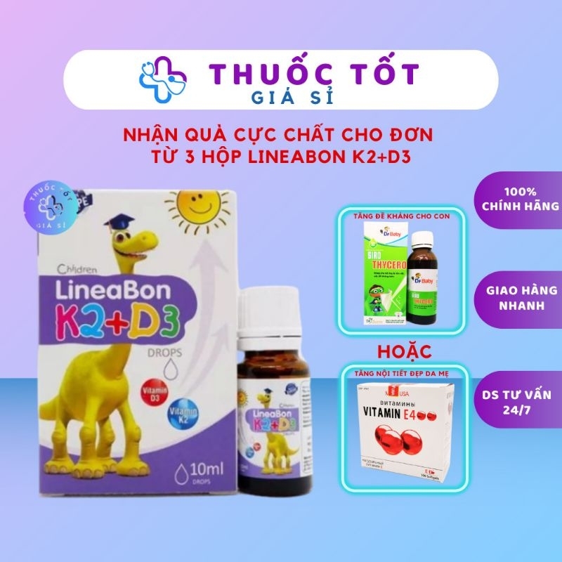 D3 K2 LineaBon 10ml - Vitamin tăng chiều cao cho bé K2 D3 Lineabon, d3k2mk7,tăng hấp thu canxi, phát triển chiều cao