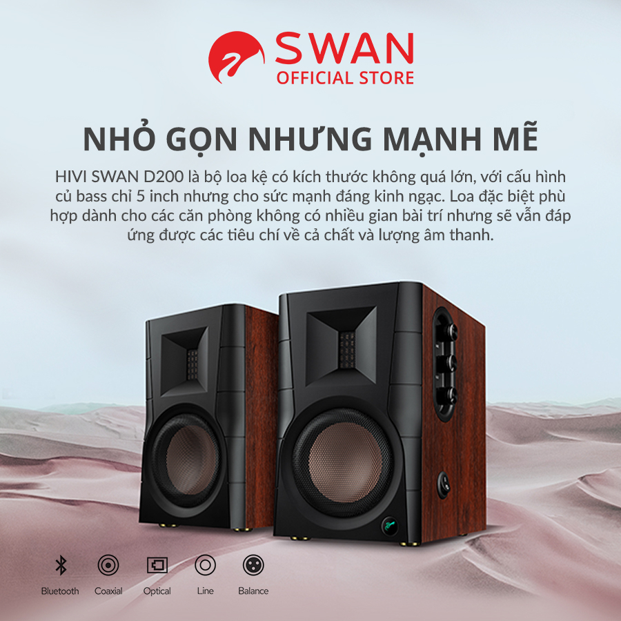 Loa HIVI SWANS D200 - Bluetooth 5.0 aptX HD AAC - Optical Coaxial XLR - Hàng chính hãng - BH 12T