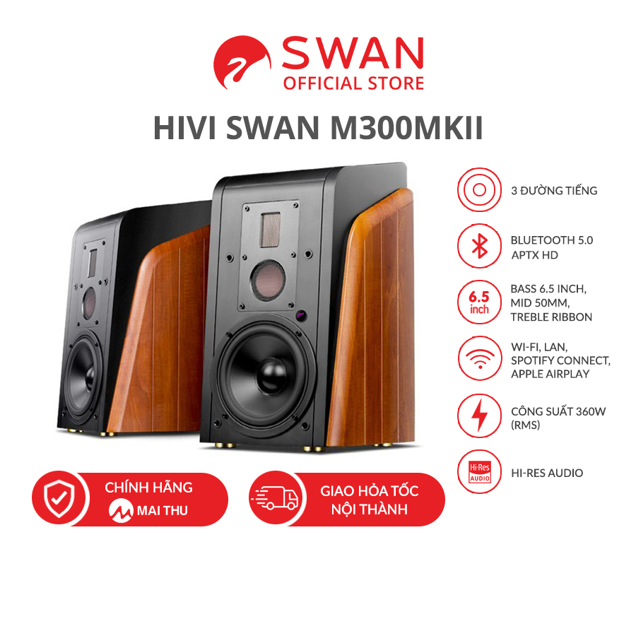 Loa SWAN M300MKII - 3 đường tiếng - BT 5.0 aptX HD - AirPlay - Spotify Connect - Hàng chính hãng - BH 12 tháng