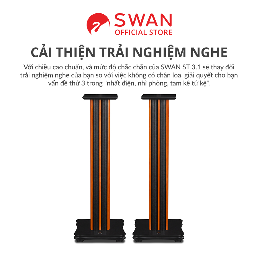 Chân loa kệ HIVI SWAN ST3.1 - Cho loa HIVI SWAN  Cao 65cm - Hàng Chính hãng