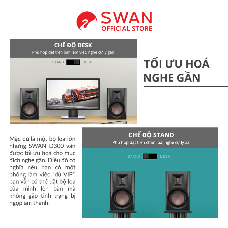 Loa HIVI SWAN D300 - BT 5.0 aptX HD - Bass 6.5 inch mạnh mẽ- Treble Ribbon - Hàng Chính hãng - BH 12T