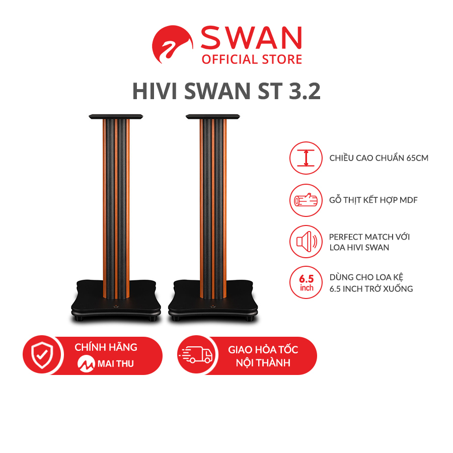 Chân loa kệ HIVI SWAN ST3.2 - Cho loa HIVI SWAN 6.5 inch trở xuống - Cao 65cm - Chính hãng MAI THU