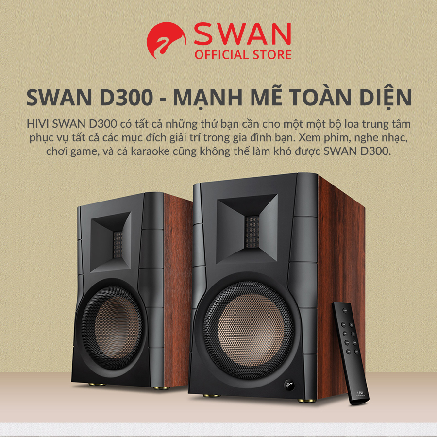 Loa HIVI SWAN D300 - BT 5.0 aptX HD - Bass 6.5 inch mạnh mẽ- Treble Ribbon - Hàng Chính hãng - BH 12T