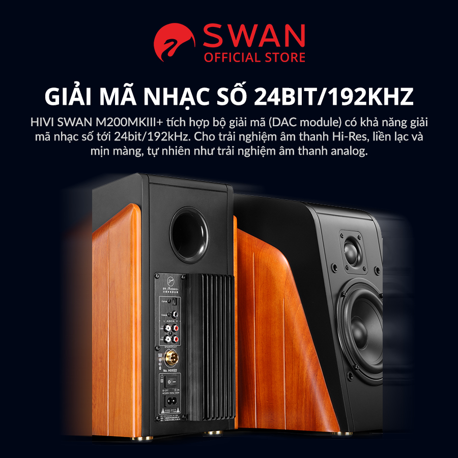 Loa HIVI SWAN M200MKIII+ bản 2022 BT 5.0 aptX HD - Chất lượng Hi-Fi -  Hàng chính hãng - BH 12T