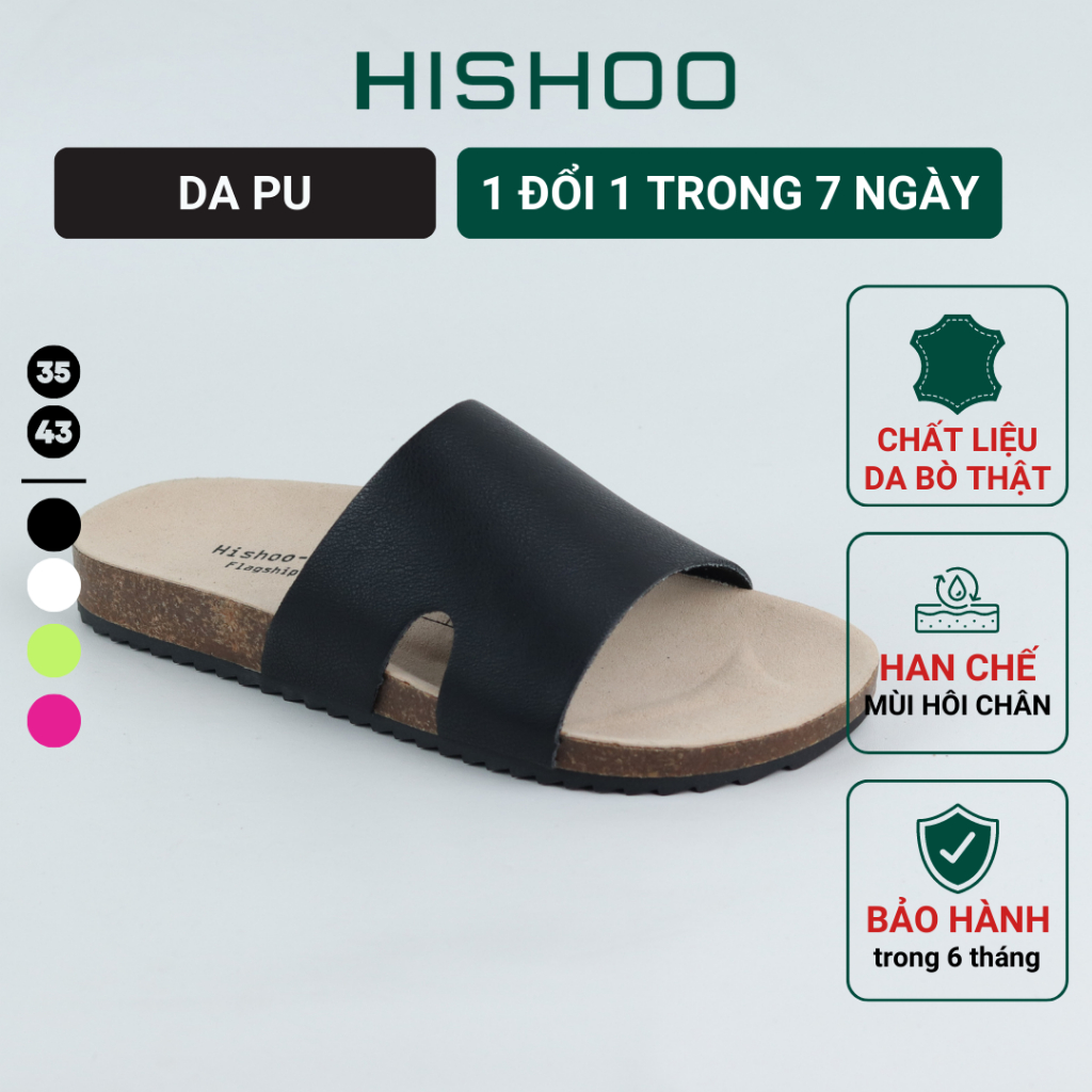 Dép đế trấu birken nam nữ unisex chữ I da PU size 35 - 43 chính hãng Hishoo S100