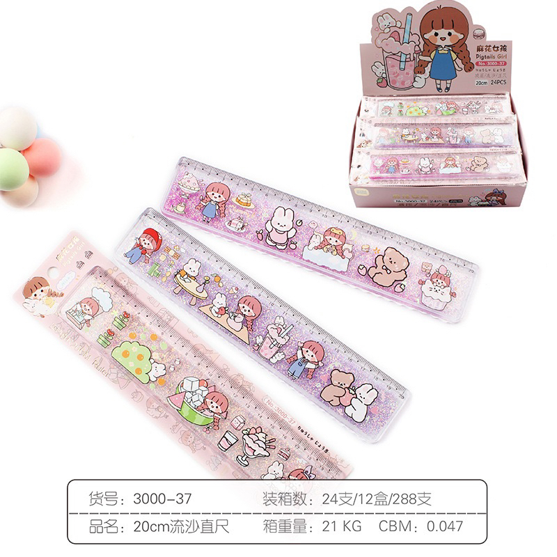 Thước kẻ nhũ chảy 20cm cute