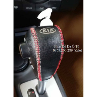 Bao da bọc cần số phanh tay Kia Morning 2008 - 2009 số tự động, ốp da bọc củ số xe Kia Morning bằng da bò thật
