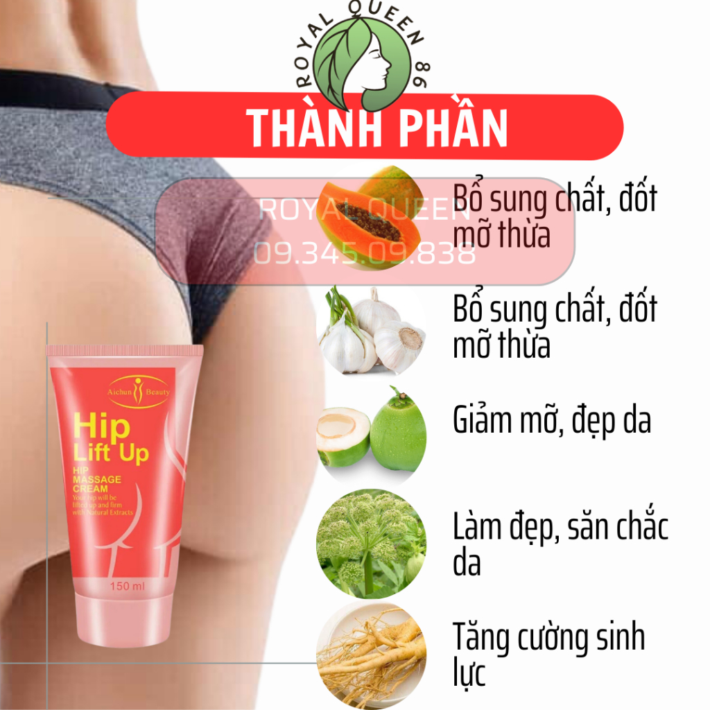 Kem nâng nở mông ngực Tăng vòng 1 vòng 3 Massage mở rộng Mông Ngực Dưỡng Da Săn Chắc HIP LIFT UP giúp mông to săn chắc