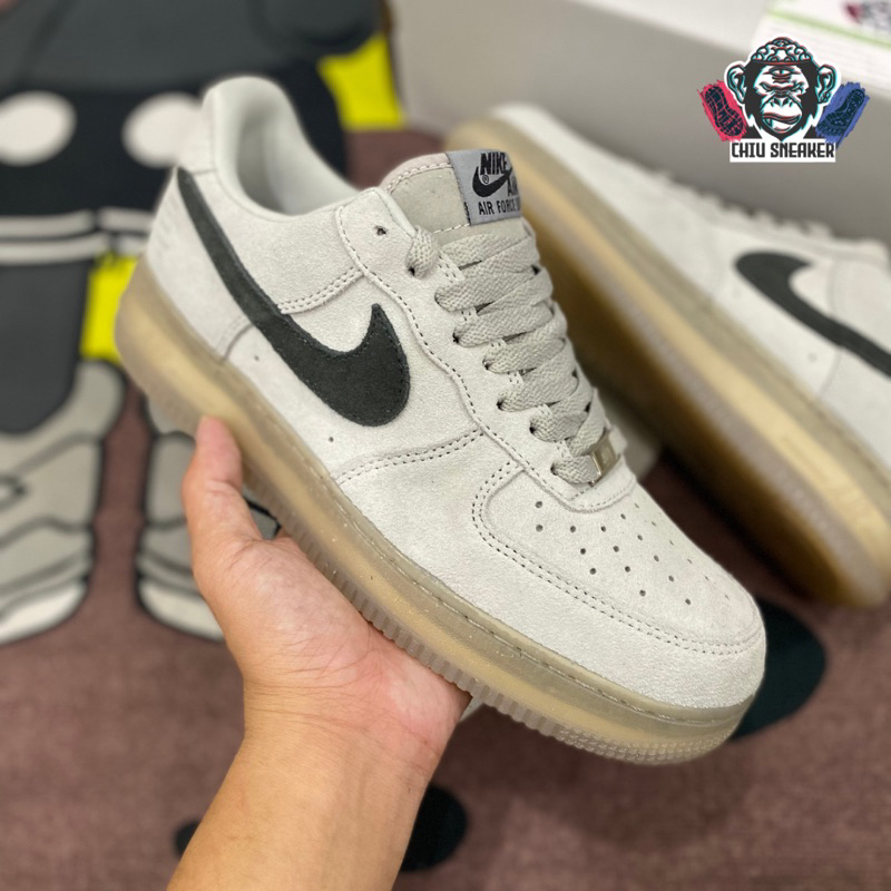 Giày sneaker nam nữ Air force 1 RC Grey On Skin cao cấp giày Af1 xám da lộn thật cao cấp