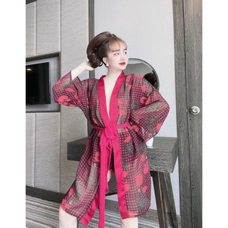Đồ Ngủ Nữ Trúc My < 60kg, combo choàng voan viền satin, quần satin