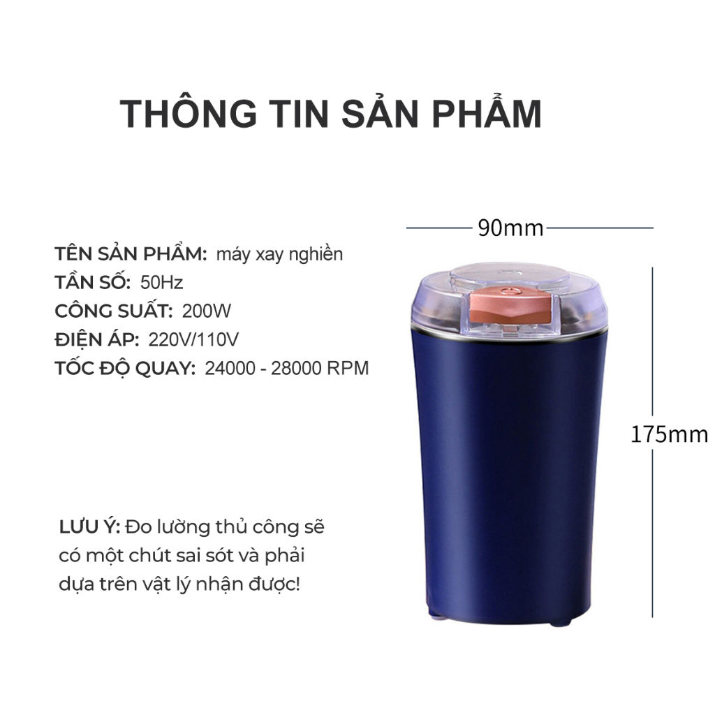 Binnis Máy Xay Hạt Khô Cầm Tay Đa Năng Công Suất ,xay ngũ cốc, máy xay gia vị,lưỡi dao 6 cánh,Bảo hành chính hãng