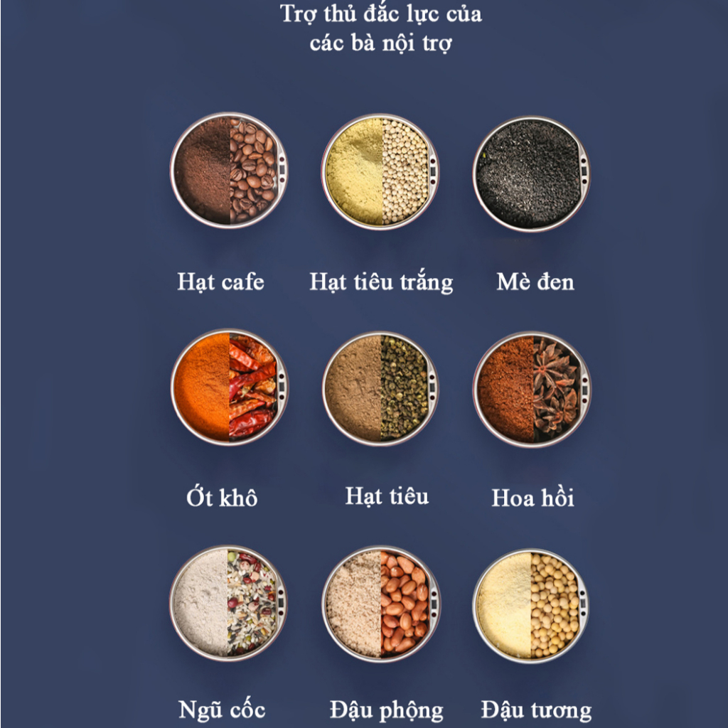 Binnis Máy Xay Hạt Khô Cầm Tay Đa Năng Công Suất ,xay ngũ cốc, máy xay gia vị,lưỡi dao 6 cánh,Bảo hành chính hãng