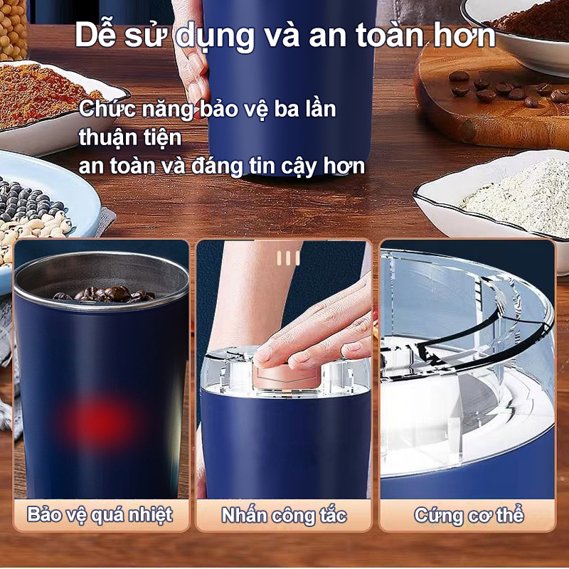 Binnis Máy Xay Hạt Khô Cầm Tay Đa Năng Công Suất ,xay ngũ cốc, máy xay gia vị,lưỡi dao 6 cánh,Bảo hành chính hãng