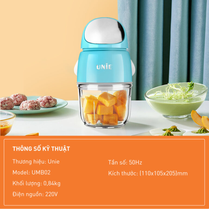 Máy xay mini Unie UMB02, xay thịt, xay đá, dung tích 450ml, hàng chính hãng, bảo hành 1 năm