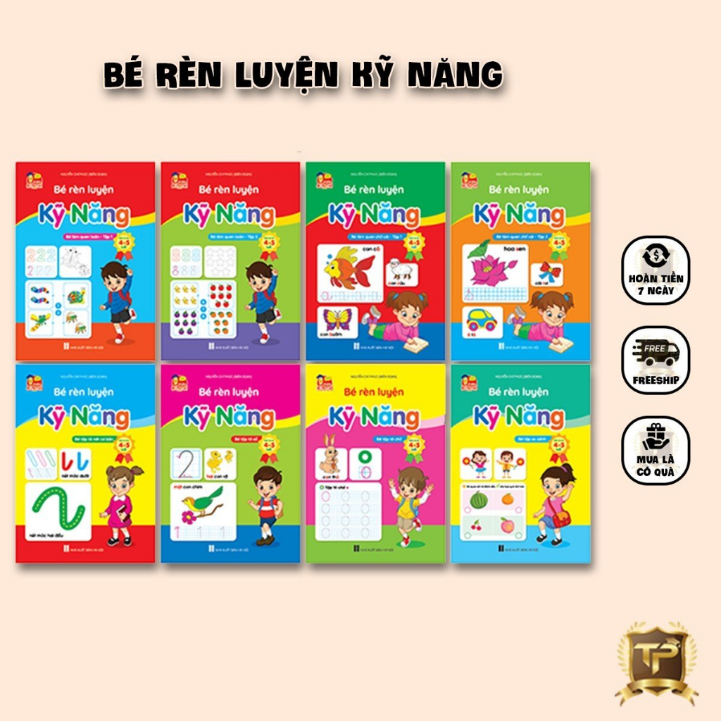 Sách - Bộ Rèn luyện kỹ năng cho bé từ 4 - 5 tuổi - Bé tập làm quen với Toán, Tiếng Việt lớp 1 - Bộ 8 cuốn