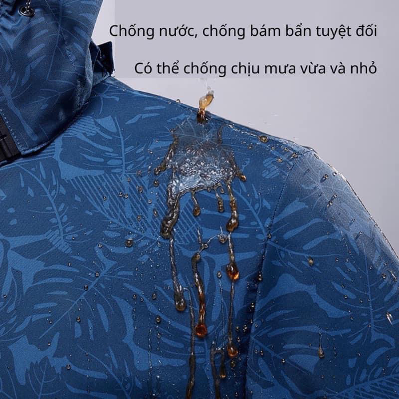 Áo gió nam nữ 2 lớp in hoa văn chất chống nước lót lưới