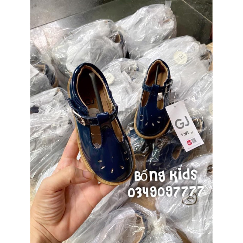 Giày Ballet Bé Gái Khoét Giọt Nước Da Bóng Navy GÊ