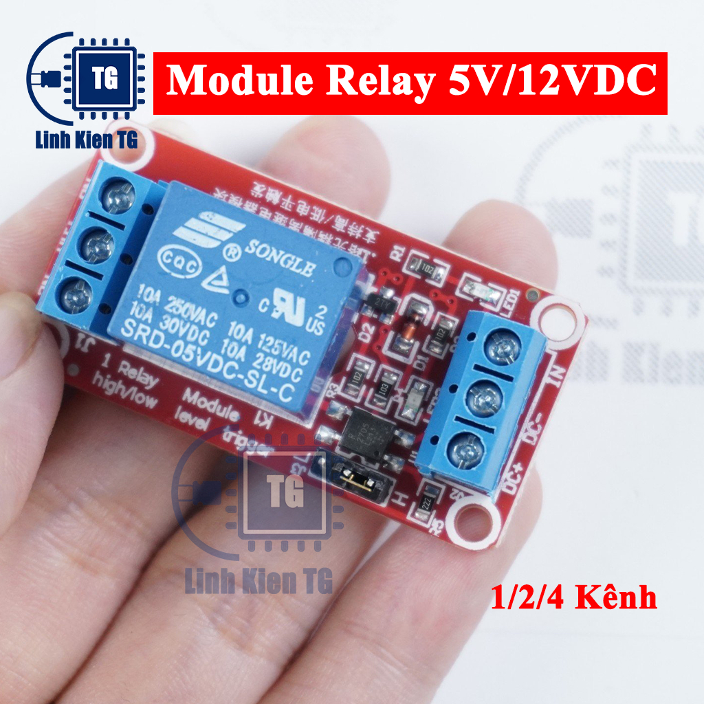 Module Relay 5V 12V 24VDC 1/2/4 Kênh High / Low