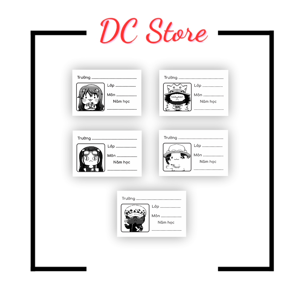 Set 50 Nhãn vở Anime hóa mèo siêu đáng yêu, bóc dán đơn giản, chống nước