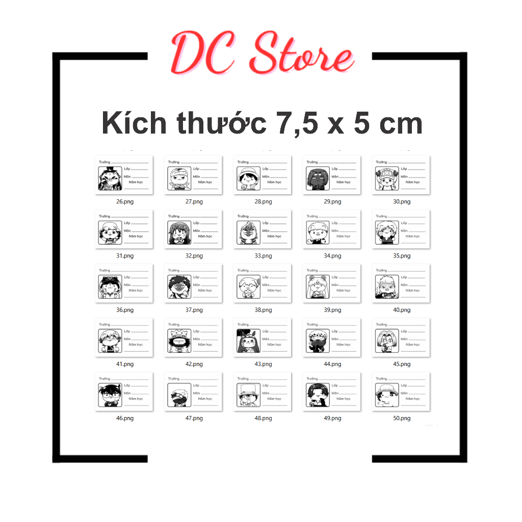 Set 50 Nhãn vở Anime hóa mèo siêu đáng yêu, bóc dán đơn giản, chống nước