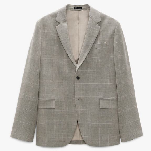 Áo khoác blazer nam Zara authentic CHECK SUIT size 46