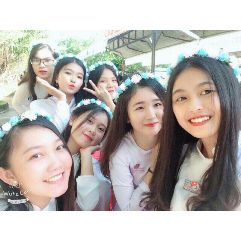 Vòng hoa đội đầu hoa xốp phối bông hoa tuyết trắng