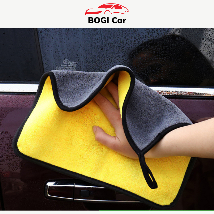 Khăn Lau Đa Năng Ô Tô Microfiber 2 Mặt Vàng - Xám, Siêu Thấm Cực Dày Không Đổ Lông Chuyên Dụng Cho Ô Tô Xe Hơi - BoGi