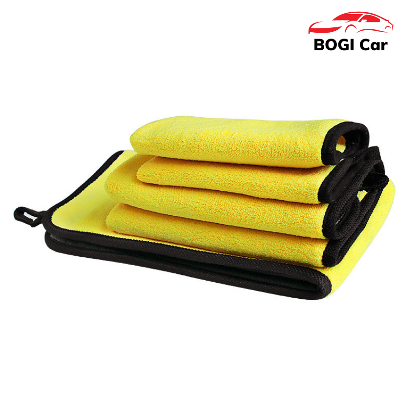 Khăn Lau Đa Năng Ô Tô Microfiber 2 Mặt Vàng - Xám, Siêu Thấm Cực Dày Không Đổ Lông Chuyên Dụng Cho Ô Tô Xe Hơi - BoGi