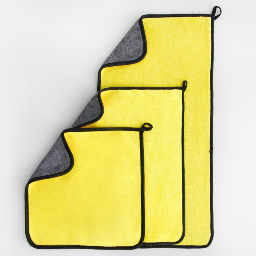 Khăn Lau Đa Năng Ô Tô Microfiber 2 Mặt Vàng - Xám, Siêu Thấm Cực Dày Không Đổ Lông Chuyên Dụng Cho Ô Tô Xe Hơi - BoGi