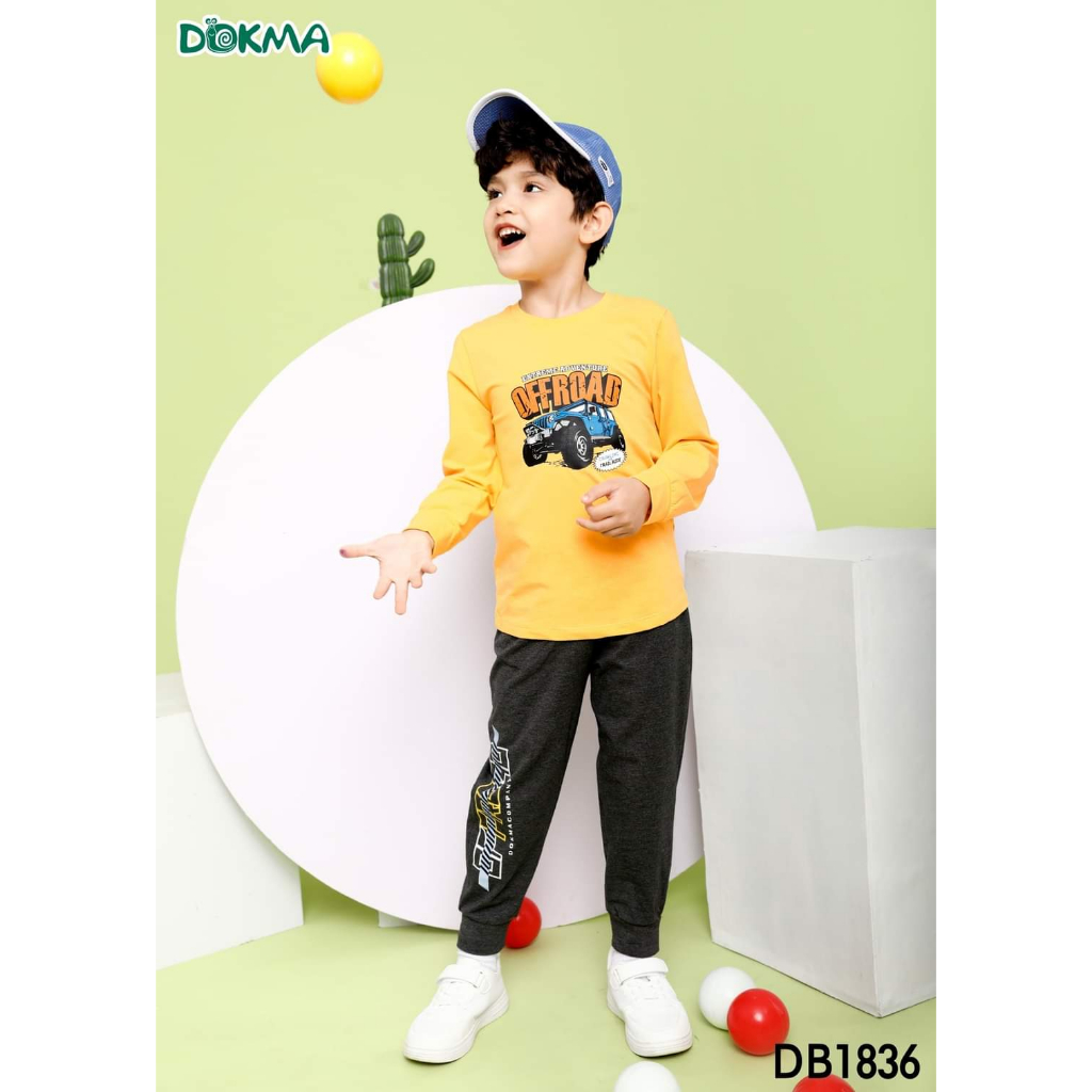 DB1831 - DB1836 Bộ dài tay bé trai cotton mỏng thu đông Dokma