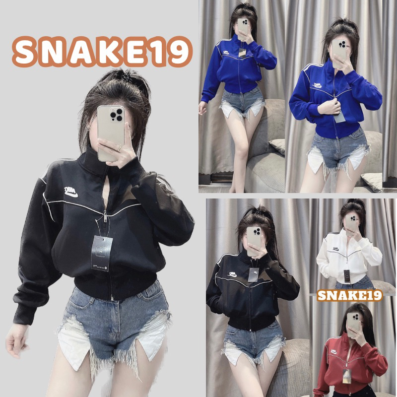 (CHÍNH CHỦ ) Áo khoác thun lạnh Umi Croptop NIKEE viền sọc nữ