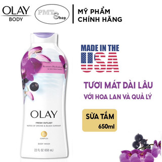 (NK Mỹ) Sữa Tắm Olay 650ml Hoa Lan và Quả Lý Chua Lê  Soothing Orchid & Blackcurrant