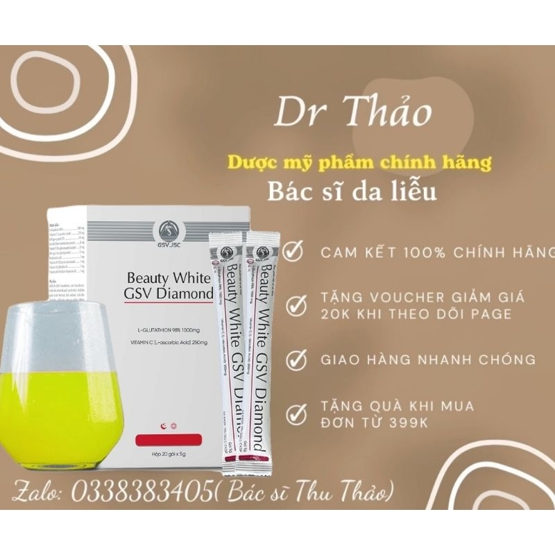 Beauty White GSV Díamond – Cốm sủi hỗ trợ trắng da, chống lão