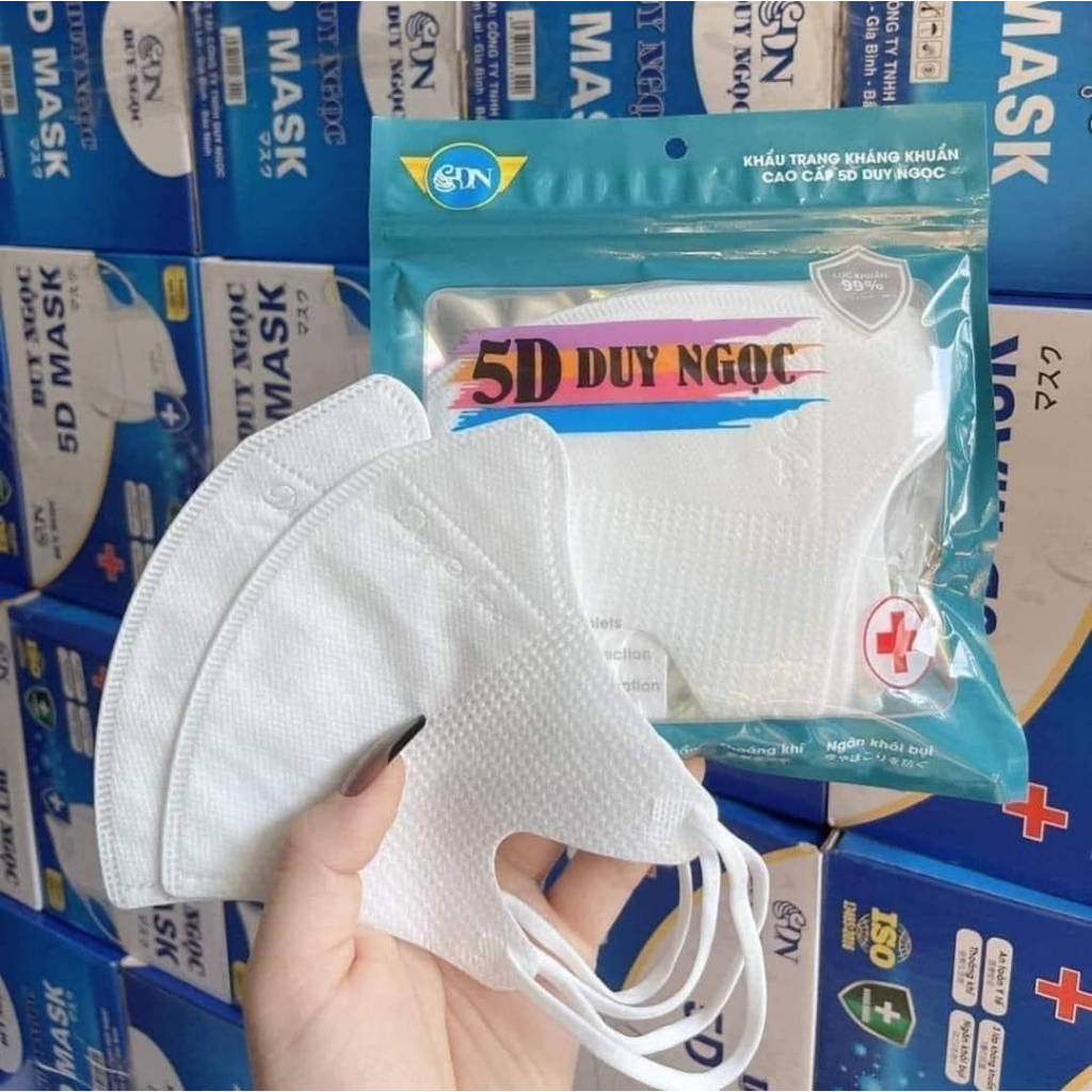 Combo 200c khẩu trang 5d duy ngọc mask màu trắng - ảnh sản phẩm 4