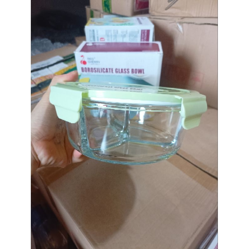 Hộp cơm tròn thủy tinh 3 ngăn 950ml