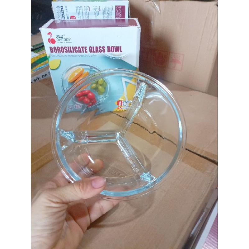 Hộp cơm tròn thủy tinh 3 ngăn 950ml