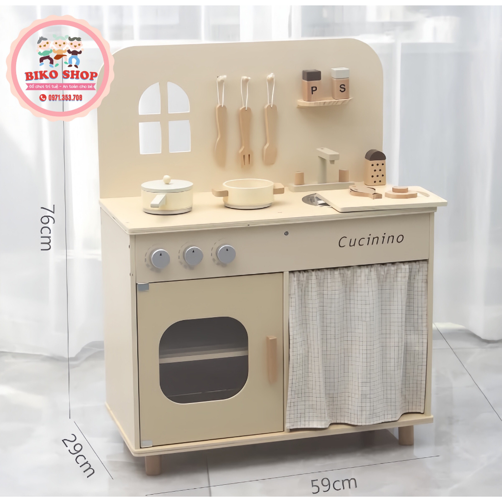 Đồ chơi bếp, tủ lạnh, máy giặt Cucinino bằng gỗ cho bé