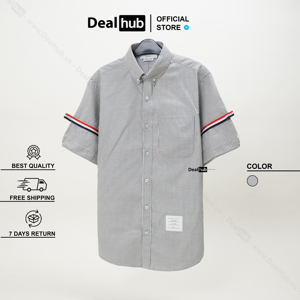 Áo Sơ Mi Thom Tay Ngắn Xám THOM009