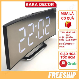 Đồng hồ led để bàn, đồng hồ báo thức điện tử với tính năng NIGHT và SNOOZE cao cấp màn hình cong