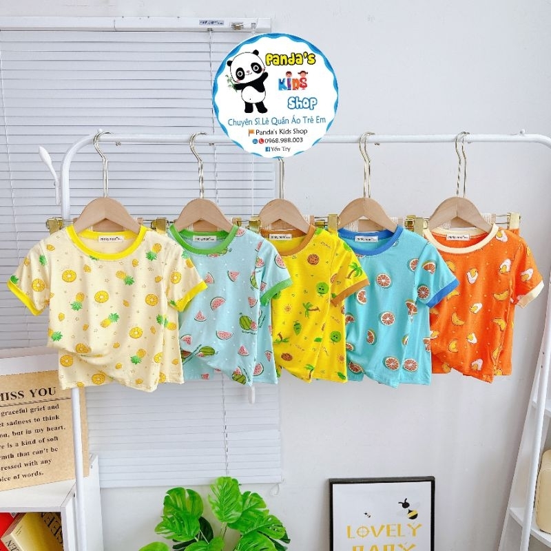 💥Trái cây💥Bộ tay ngắn quần lửng họa tiết thun lạnh cho bé yêu size 90-150