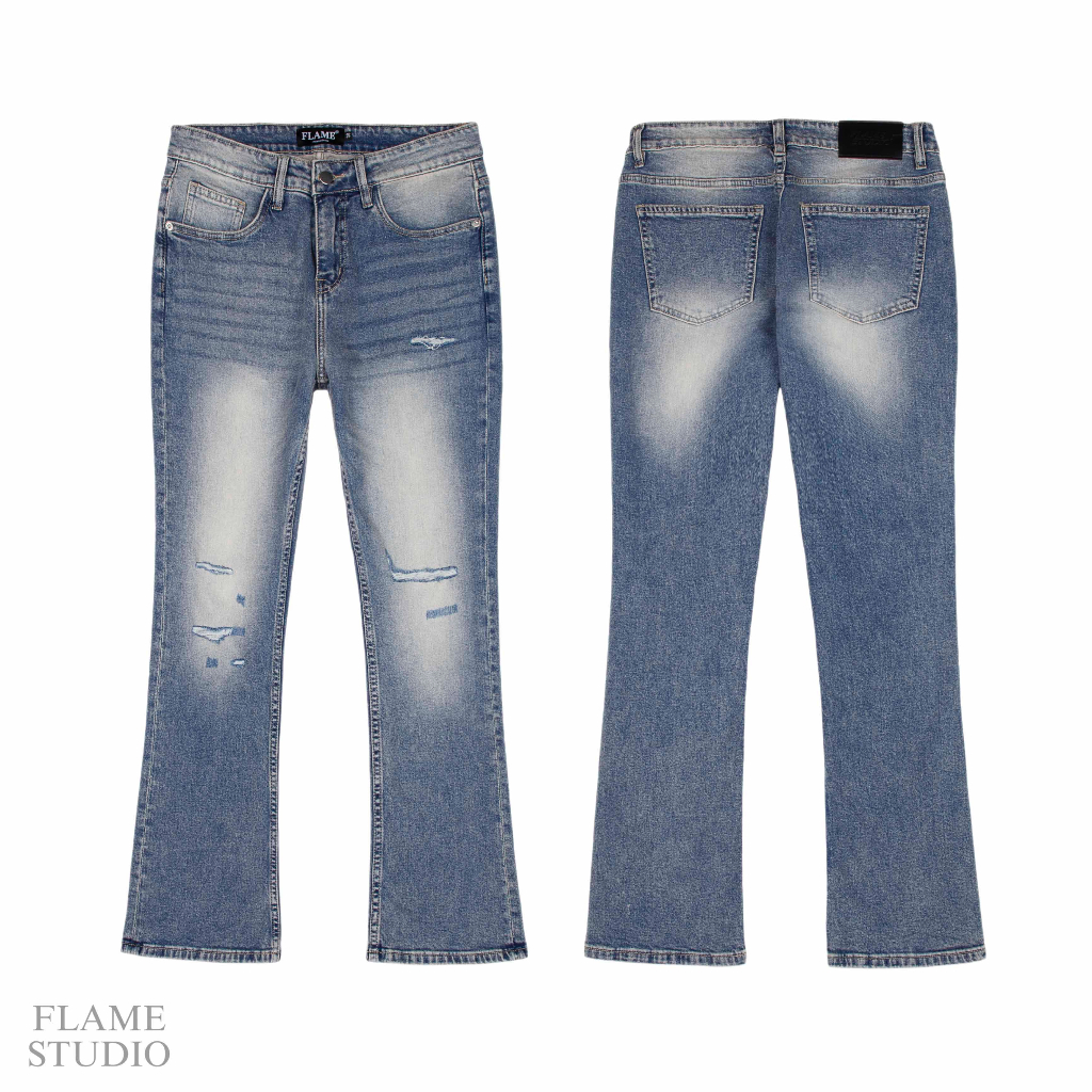 FLARE DENIM in BLUE RETRO, QUẦN JEAN NAM ỐNG LOE màu xanh retro
