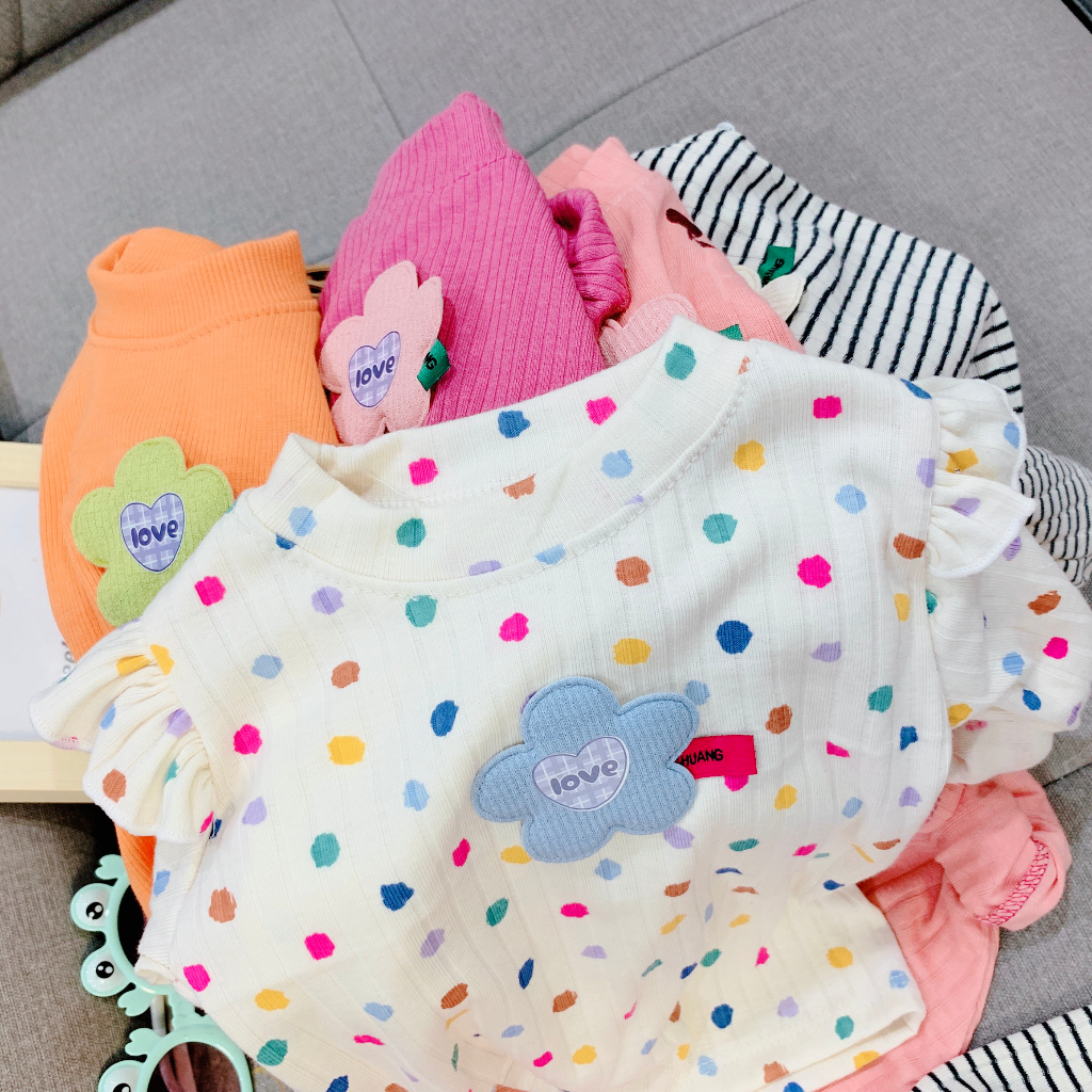 Bộ quần áo cánh tiên chất tăm lạnh cho bé gái, đồ bộ thu đông cho bé gái từ 7-18 kg