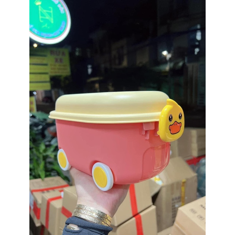 COMBO 10 GÓI KHĂN ƯỚT TẶNG KÈM THÙNG NHỰA CÓ BÁNH XE SIÊU ĐÁNG YÊU