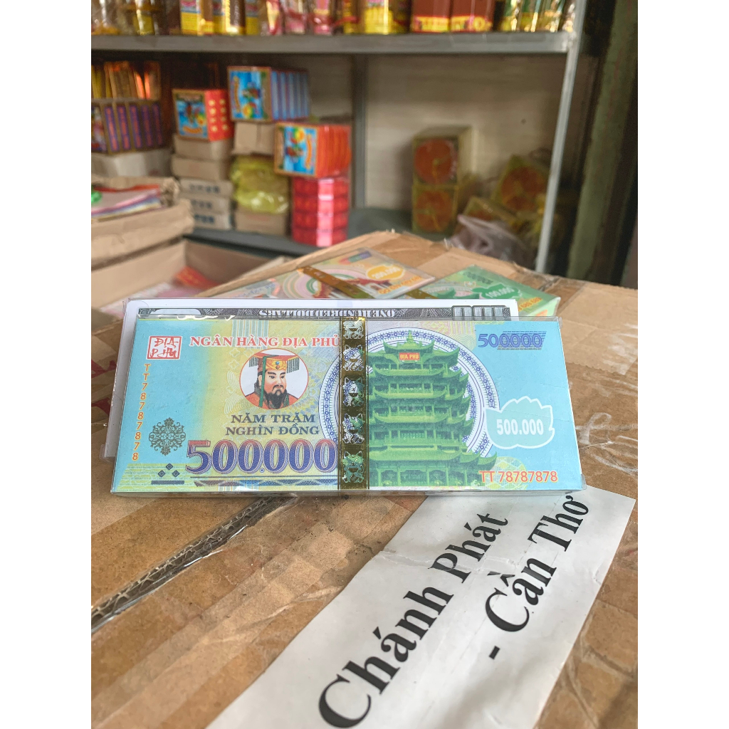Tiền đô la âm phủ 200 tờ mệnh giá 50k, 100k, 200k, 500k hàng mã đóng hộp nhãn vàng cao cấp