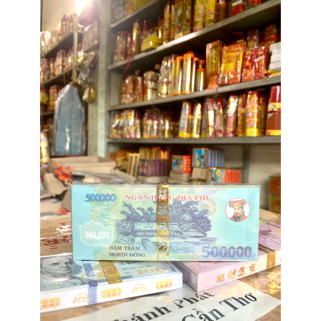 Tiền đô la âm phủ 200 tờ mệnh giá 50k, 100k, 200k, 500k hàng mã đóng hộp nhãn vàng cao cấp